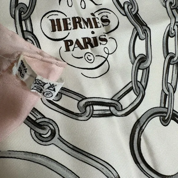 Hermes Pink, Cream & Brown 'Equipages' Silk Scarf - Picture 8 of 8